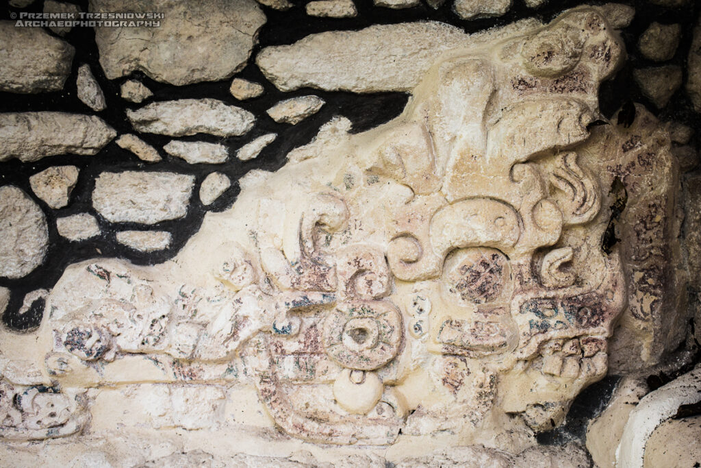 Dzibanche Plaza Pom relief wąż relieph snake Kaanul