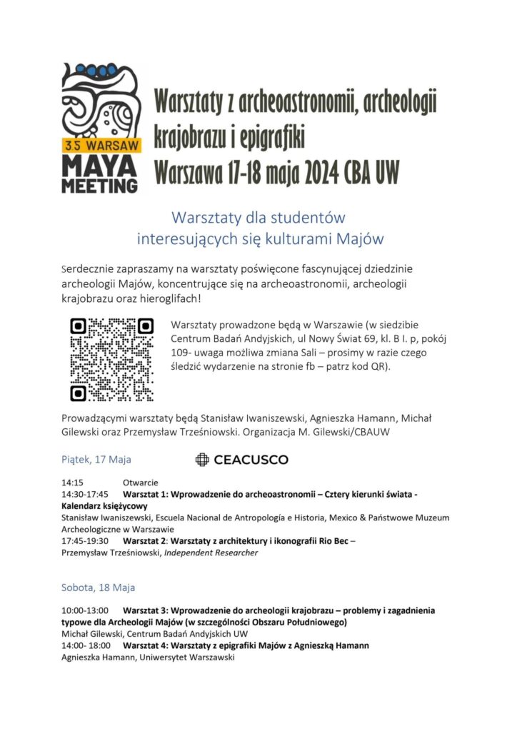 Warsaw Maya Meeting warsztaty z archeoastronomii archeologii krajobrazu i epigrafiki Warszawa konferencja CBA UW